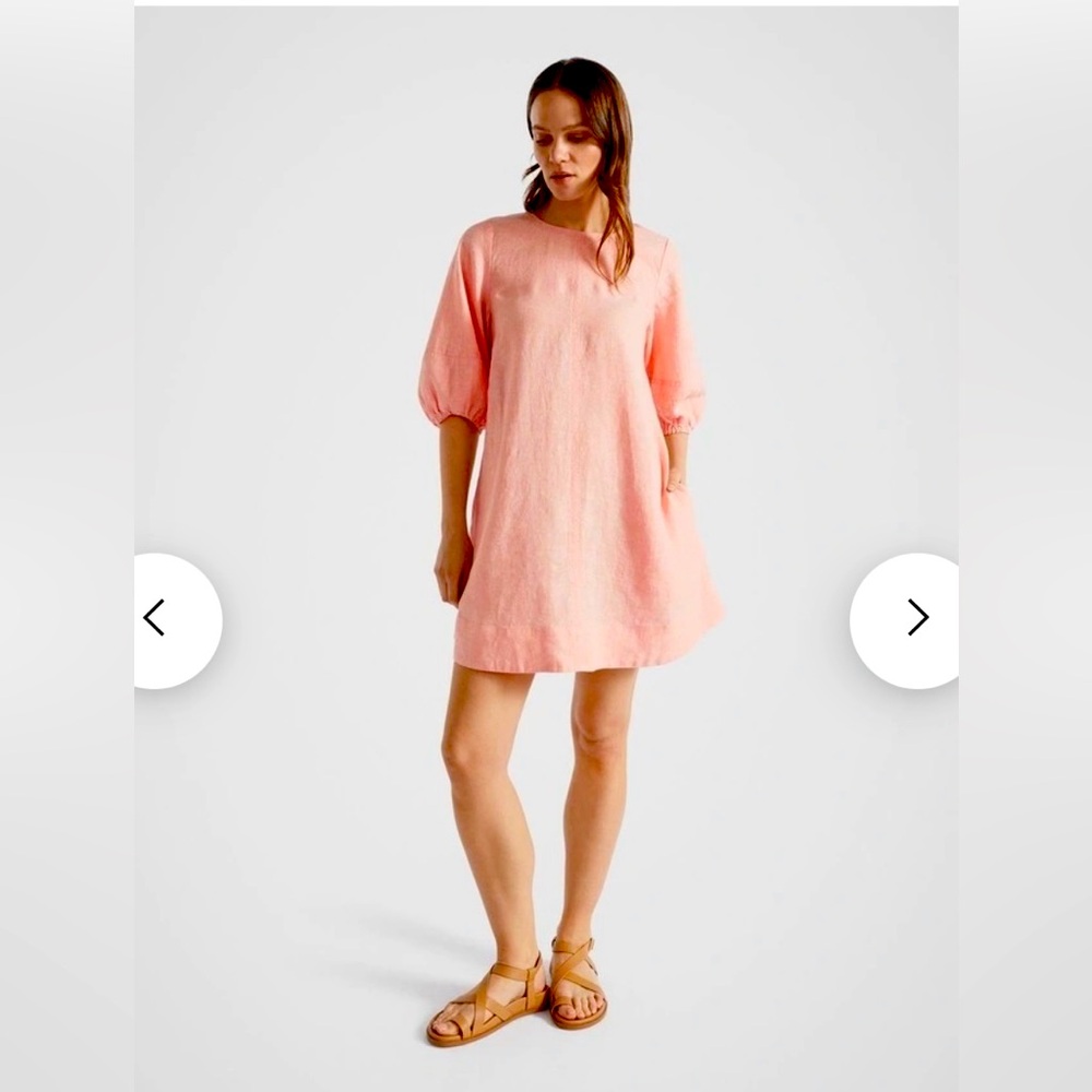 NWT SEED Heritage - Core Linen Mini Dress in Tulip Pink Crossdye  - US 6